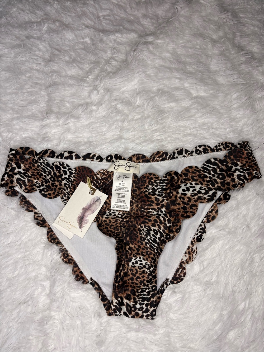 Jessica Simpson Leopard Scalloped Bikini Brief - Brown Leopard